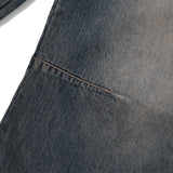Vintage emblem denim pants / Muddy blue