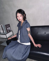 (2color) Natsu Wrinkle Flare Skirt