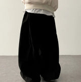 Rutte Corduroy Side Pin Tuck Slit Banding Wide Pants