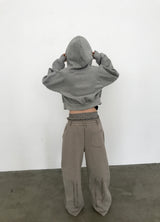 [FLEECE]クリスタルドットクロップドフードジップアップ