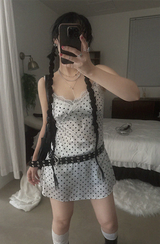 SATIN DOT LACE BUSTIER MINI DRESS (WHITE, BLACK 2COLORS!)
