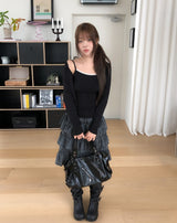 [Sleeveless + Cardigan Set] Moline Lace Layered Cardigan
