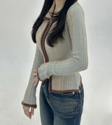COLOR-BLOCK GRADATION 2-WAY KNIT ZIP-UP - 2 COLOR
