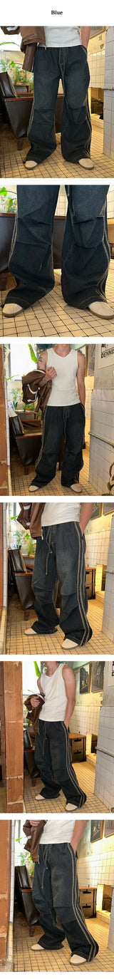[UNISEX] パラシュートトレーニングデニムパンツ