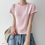 Daily💭Basic Spandex V-Neck Round Neck Short Sleeve Tee (6 colors)
