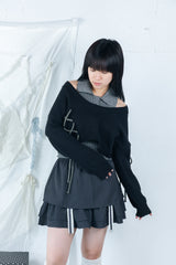laceup ribbon knitset(black)