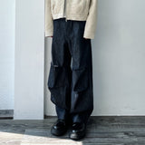 Pocket Embroidery Geometric Seam Wide Pants