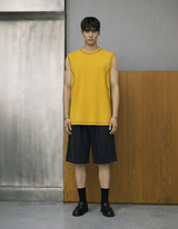 Contrast-Stitch Wide-Shoulder Tank
