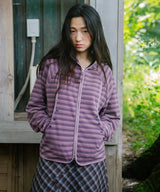 MULTI STRIPED FLEECE ZIP UP HOODIE PURPLE(CV2GFFM482A)