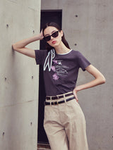 [LINE] Shoulder Strap Print T-shirt