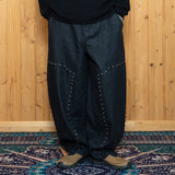 XP276 Tian Stud Wide Denim Pants (BLACK)