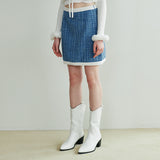 Bling Tweed Skirt - BLUE