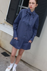 ストレッチチェックジャンプスーツ_NAVY