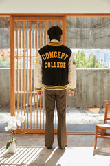 Big Patch Black Ivory Baseball Jacket / Varsity Jacket