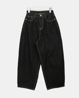 フアンステッチフリースワイドデニムパンツ