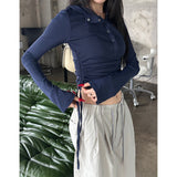 Shirring crop hood top(2color)
