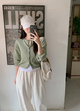 Nature Cashmere Crop Lambswool Knit Cardigan (9color)