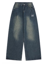 RUDIC WIDE POCKET PINTUCK WASHING DENIM PANTS