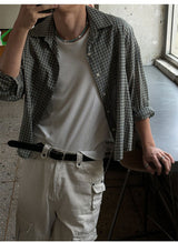 [Unisex] リネンクロップチェックシャツ ver.2(3color)