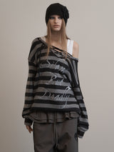 STRIPE V-NECK MTM BLACK