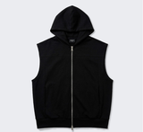 Crop Hooded Zip-up Vest Black
