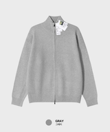 All Day Vertical Ribble Two-Way Half Neck Modal Knit Zip-Up