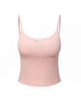 [Bracap O] Soft Ribbon Bra Top Sleeveless Pink
