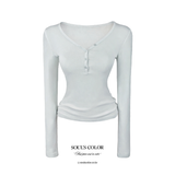Lena Soft Button Slim Tee (4color)