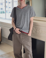 Ladies Layered V-Neck Short Sleeve T-Shirt