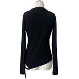 アイレットバックルボタンヘムストラップロングスリーブティー(3 colors)