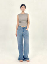  2ND REORDER BUKAY EMBROIDERY SLIM WIDE DENIM PANTS code 25102