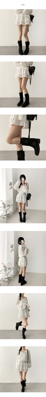 Natural Suede Buckle Middle Boots