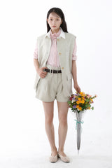 COLLARED SLEEVELESS JACKET_SAND BEIGE