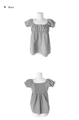 [Scrunch SET ] Unru Puff Shirring Layered Button Blouse