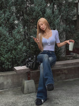 Elin Snap Three Quarter Short Sleeve