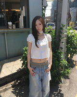 バンディングワイドデニムパンツ