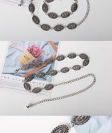 Retro-antique silver chain belt