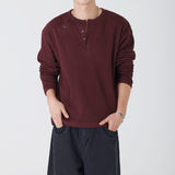 DIAGONAL WAFFLE HENLEY NECK