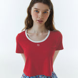 RVSリンガークロップTシャツ レッド