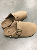 Boston Suede Buckle Slides (3c)