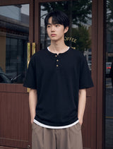 26SS★ ラウンドヘンリーネック半袖Tシャツ