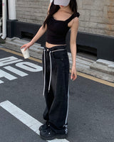 (Unisex) トラックデニムパンツ