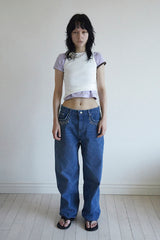アシンメトリースリーブビーチTシャツ PURPLE/BROWN