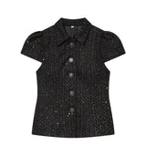 ルレックスツイードパフブラウス
