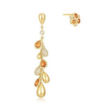 gold nano gem teardrop cluster 14k gold plating + 925 silver earrings E066-03G