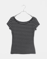 Anzo Stripe Off-Shoulder Short-Sleeved T-Shirt