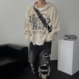 LAS Lettering Printed Hooded Zip-Up Knitwear (4 colors)