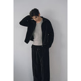 ベルベットコーデュロイカーブクロップジップアップ(Black)