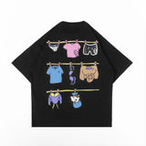 PEANUT STAIN - クローズライン ブラック オーバーサイズド Tシャツ