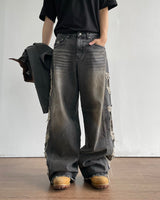 Destroyed Camouflage Denim Pants